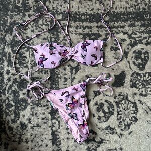 White fox Seychelles Bikini Top Butterfly and Cabo Bottoms Butterfly size small